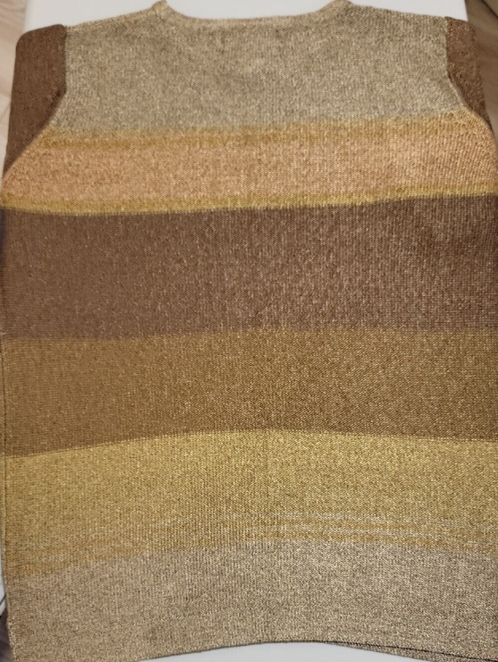 Sigrid Olsen Men's Striped RAYON Crewneck Sweater in Brown, Tan and Cream - Picture 3 of 4